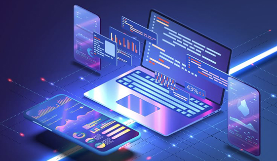 App development team working on code and design